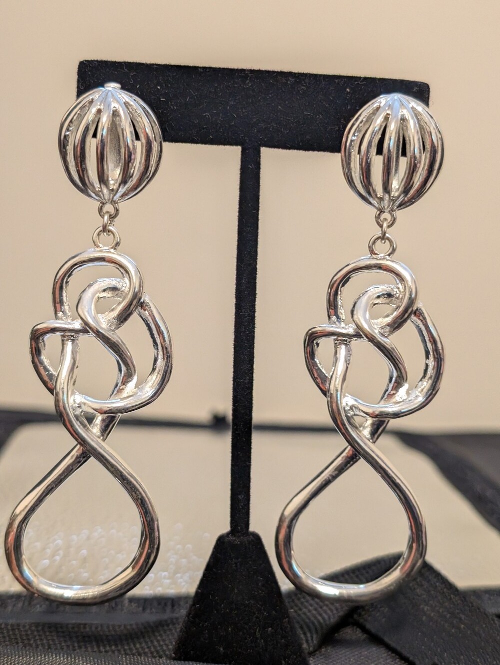 Silver Knot Drop Earrings